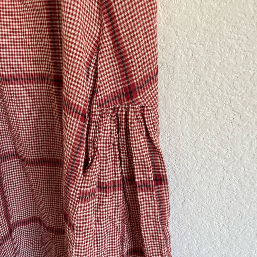 World of Crow Elegant Red Checkered Midi Dress - Picture 3 of 8